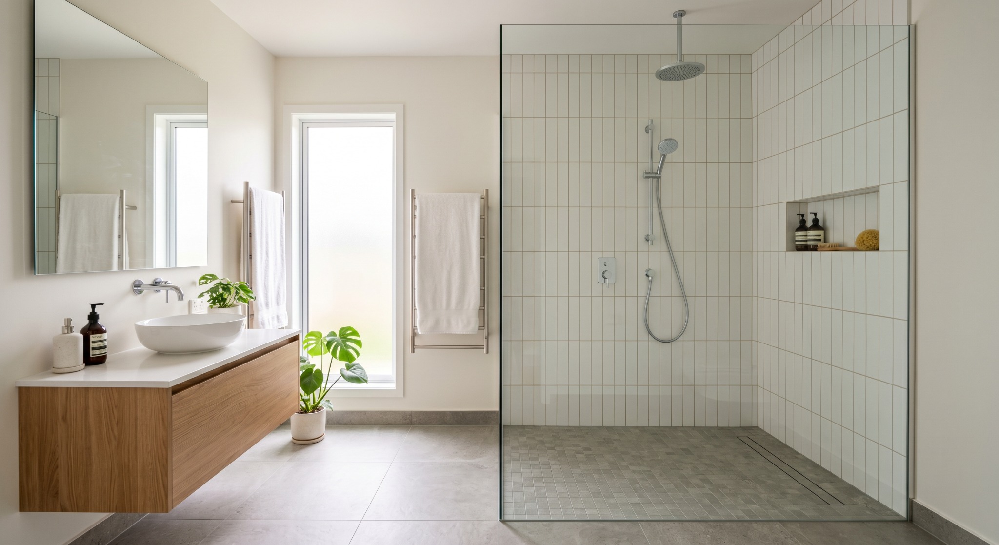 Rénovation de salle de bain avec douche contemporaine